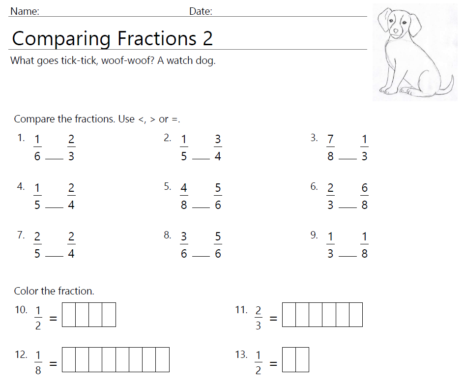 Comparing Fractions 3rd Grade Worksheet Educational Resource